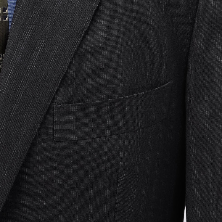 アスレチックウール 段返り3つボタンスーツ グレーストライプ スリム