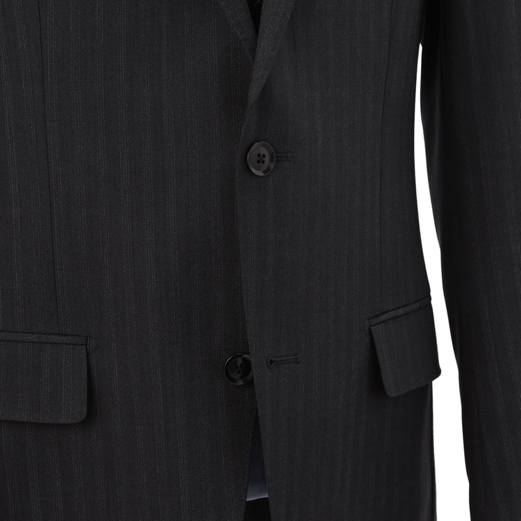 アスレチックウール 段返り3つボタンスーツ グレーストライプ スリム