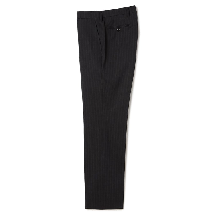 アスレチックウール 段返り3つボタンスーツ グレーストライプ スリム