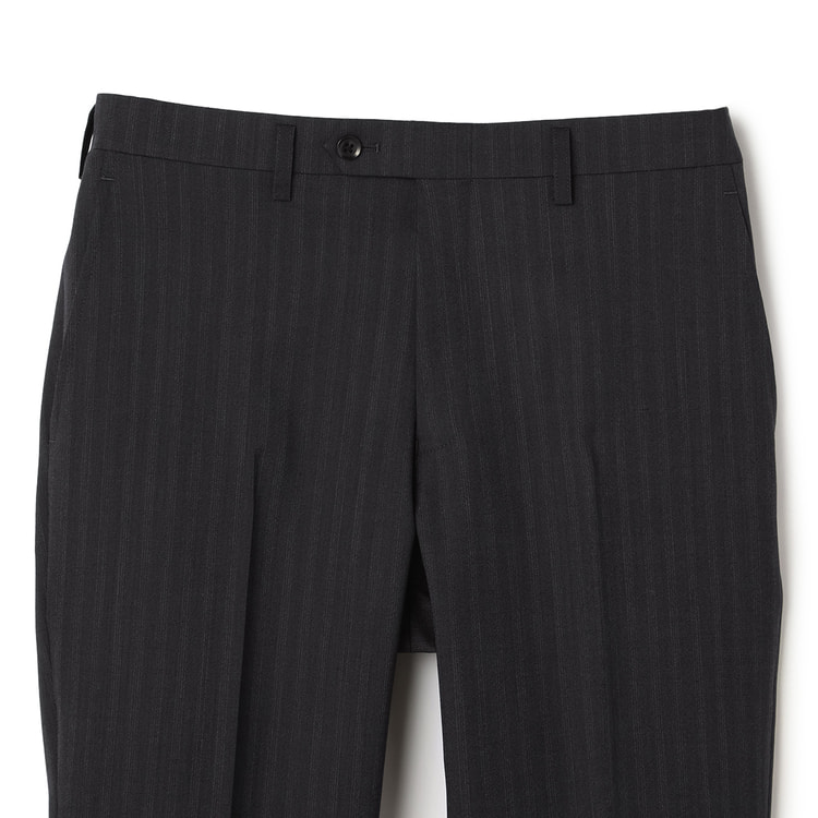 アスレチックウール 段返り3つボタンスーツ グレーストライプ スリム