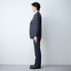 アスレチックウール 段返り3つボタン スリーピーススーツ 紺