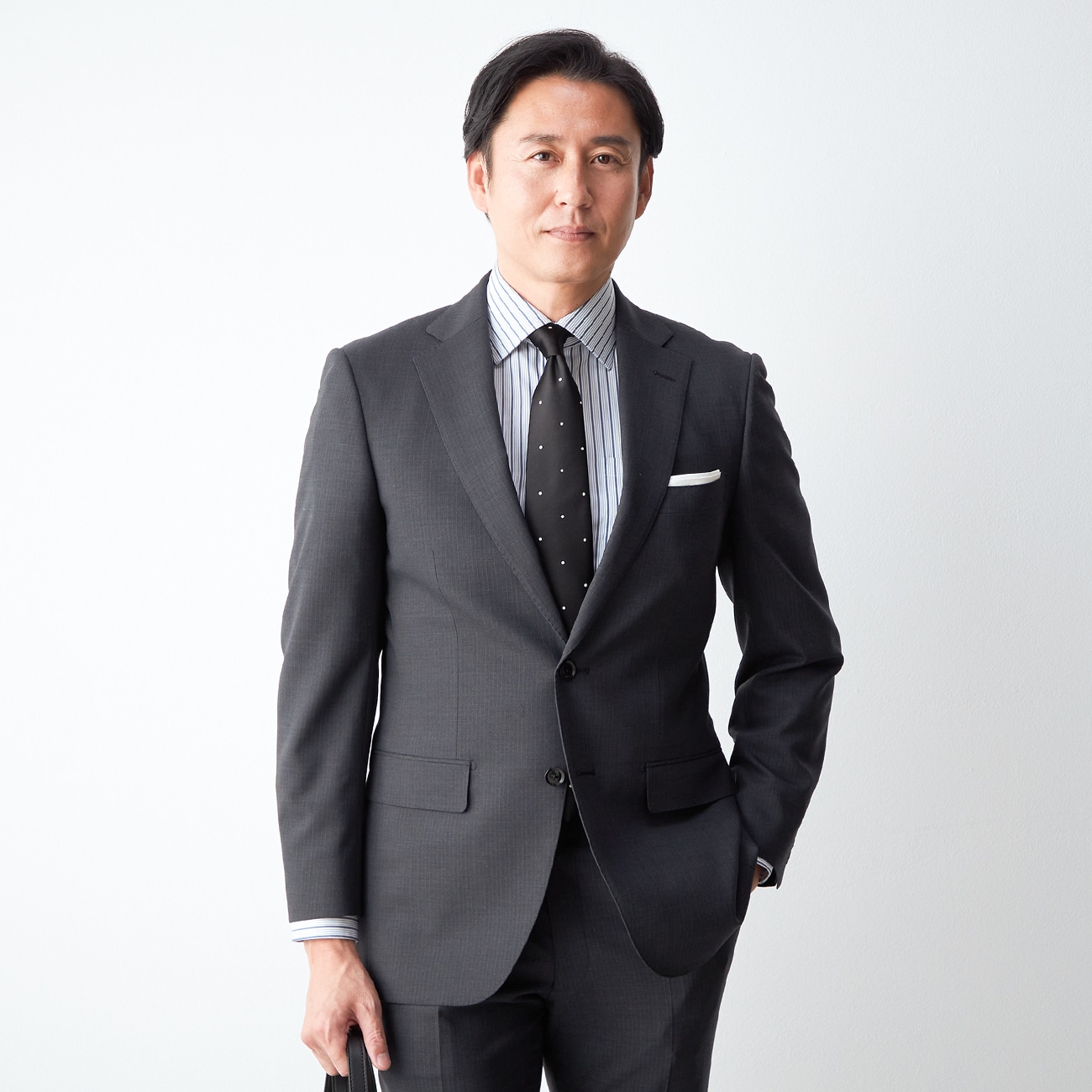 アスレチックウールスーツ チャコールグレーストライプ ベーシック JUNKO SHIMADA JS homme グリーンレーベル