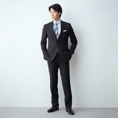 タスマニアウールブレンドスーツ 黒 スリム JUNKO SHIMADA JS h