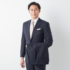 リサイクル素材使用 洗えるウールブレンド 2パンツスーツ 紺 リサイクル素材使用 洗えるウールブレンド 2パンツスーツ 紺