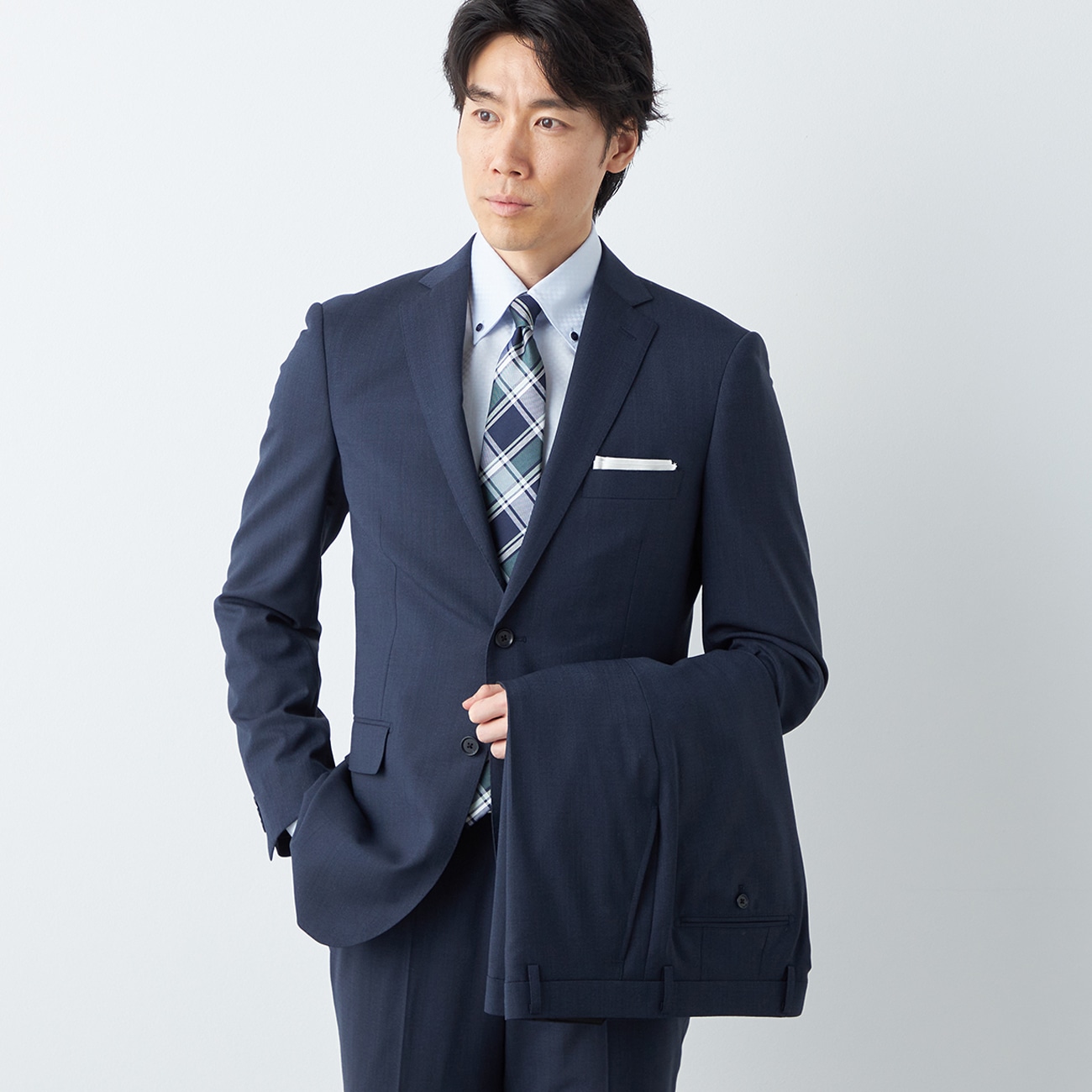 LES MUES ブリティッシュスリムパンツ2本セットが嬉しいウールブレンドのソフトな風合いが美しい洗えるストレッチスーツ◆企画者コメント◆LES MUES（レミュー）の洗えるスーツは、JOURNAL