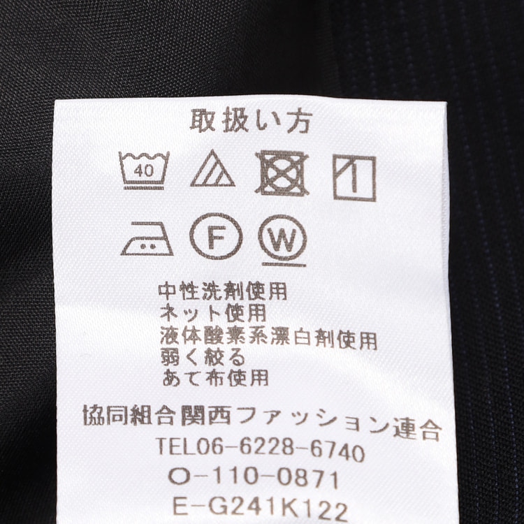 リサイクル素材使用 洗えるウールブレンド2パンツスーツ 黒