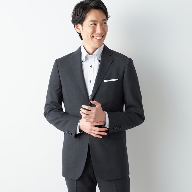 洗えるエアクールスーツ 2パンツ チャコールグレーストライプ LES MUES
