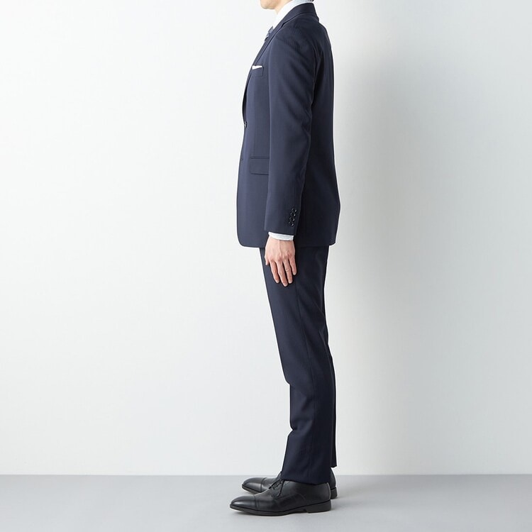 洗えるエアクールスーツ 2パンツ 紺 織柄ストライプ LES MUES ブリティ