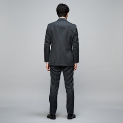 上質ストレッチスーツ 段返り3つボタン 2パンツ グレー