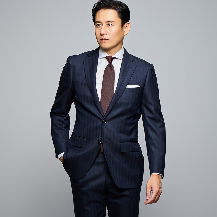 上質ウールスーツ 紺シャドー ベーシック JUNKO SHIMADA JS ho