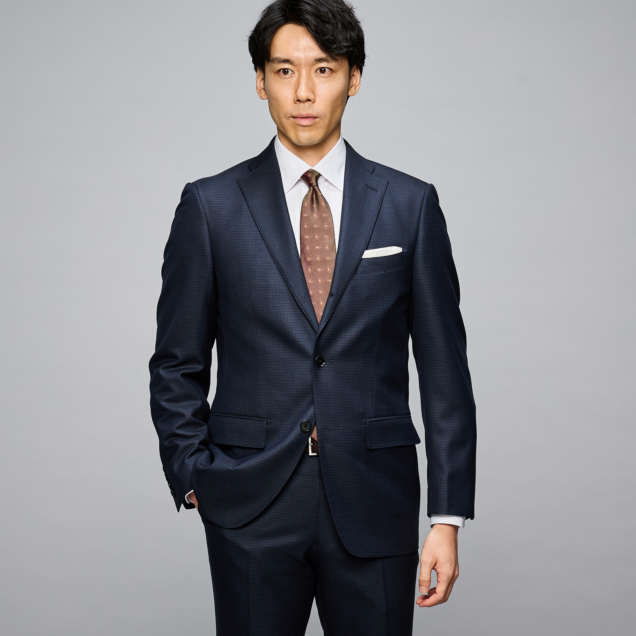 金のスーツ 紺チェック スリム JUNKO SHIMADA JS homme ブルーレーベル