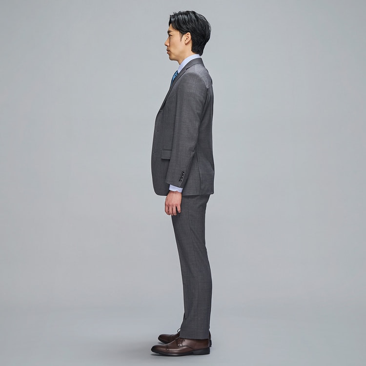 THE SUIT COMPANY オールシーズン 3ピース 2パンツ（グレー） 上質ストレッチ 2パンツスーツ 段返り3つボタン グレー無地 スリム