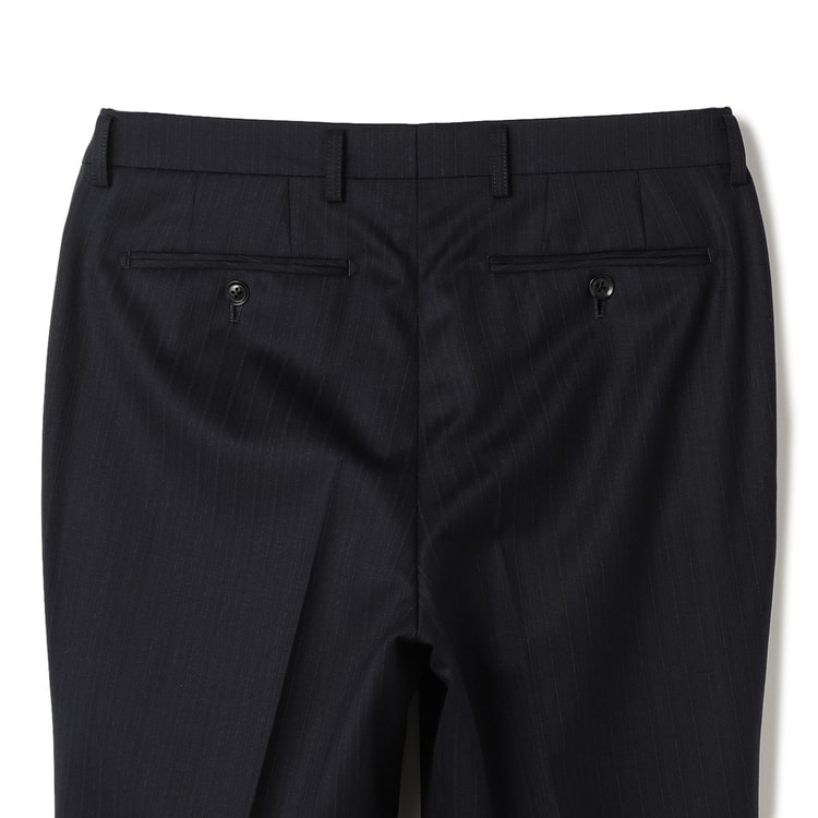 上質ウールスーツ 紺ストライプ ベーシック JUNKO SHIMADA JS h