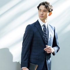 コンフォートスーツ 段返り3つボタン 紺チェック スリム JUNKO SHIMADA JS homme ブルーレーベル