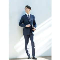 コンフォートスーツ 段返り3つボタン 紺チェック スリム JUNKO SHIMADA JS homme ブルーレーベル