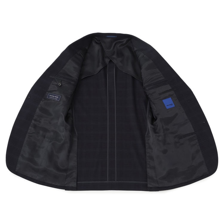 コンフォートスーツ 段返り3つボタン 紺チェック スリム JUNKO SHIMADA JS homme ブルーレーベル