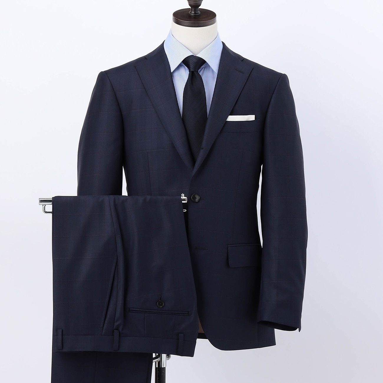 金のスーツ REDA 段返り3つボタン 紺チェック スリム JUNKO SHIMADA JS homme ブルーレーベル
