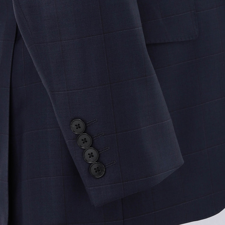 金のスーツ REDA 段返り3つボタン 紺チェック スリム JUNKO SHIM