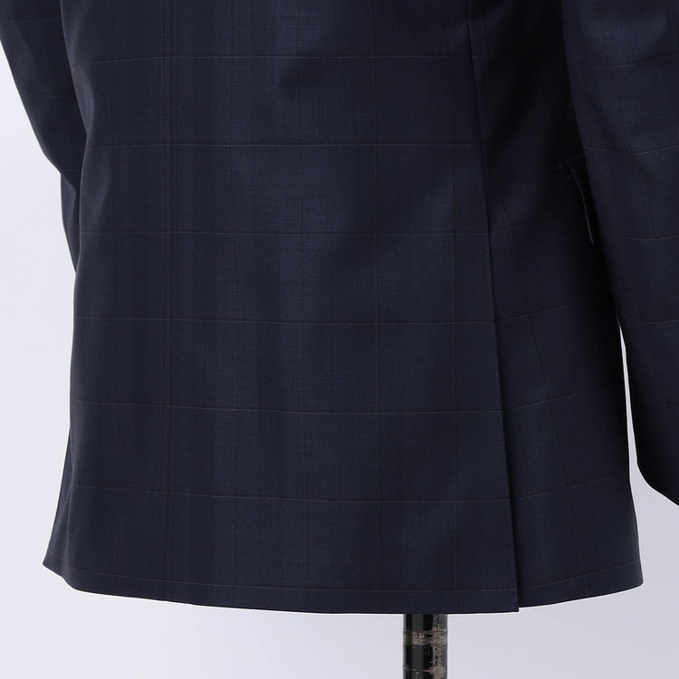 金のスーツ REDA 段返り3つボタン 紺チェック スリム JUNKO SHIM