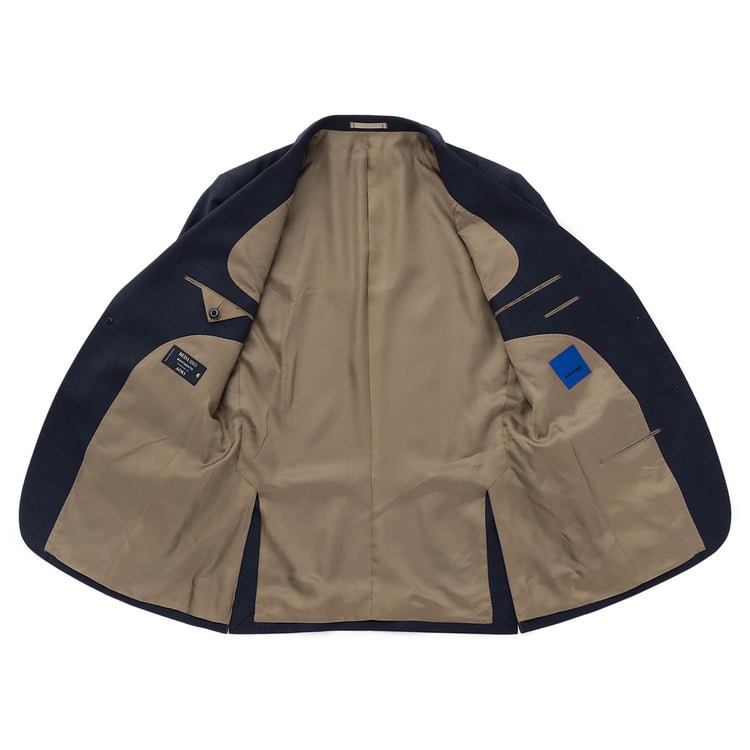 金のスーツ REDA 段返り3つボタン 紺チェック スリム JUNKO SHIM