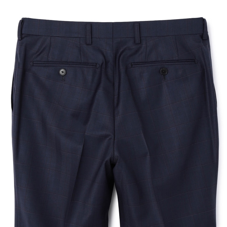 金のスーツ REDA 段返り3つボタン 紺チェック スリム JUNKO SHIM