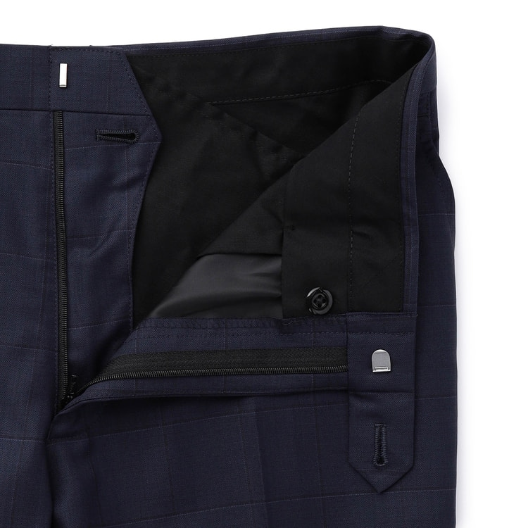 金のスーツ REDA 段返り3つボタン 紺チェック スリム JUNKO SHIM