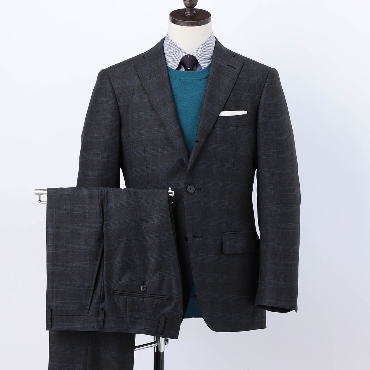 金のスーツ REDA 段返り3つボタン グレーグレンチェック スリム JUNKO SHIMADA JS homme ブルーレーベル