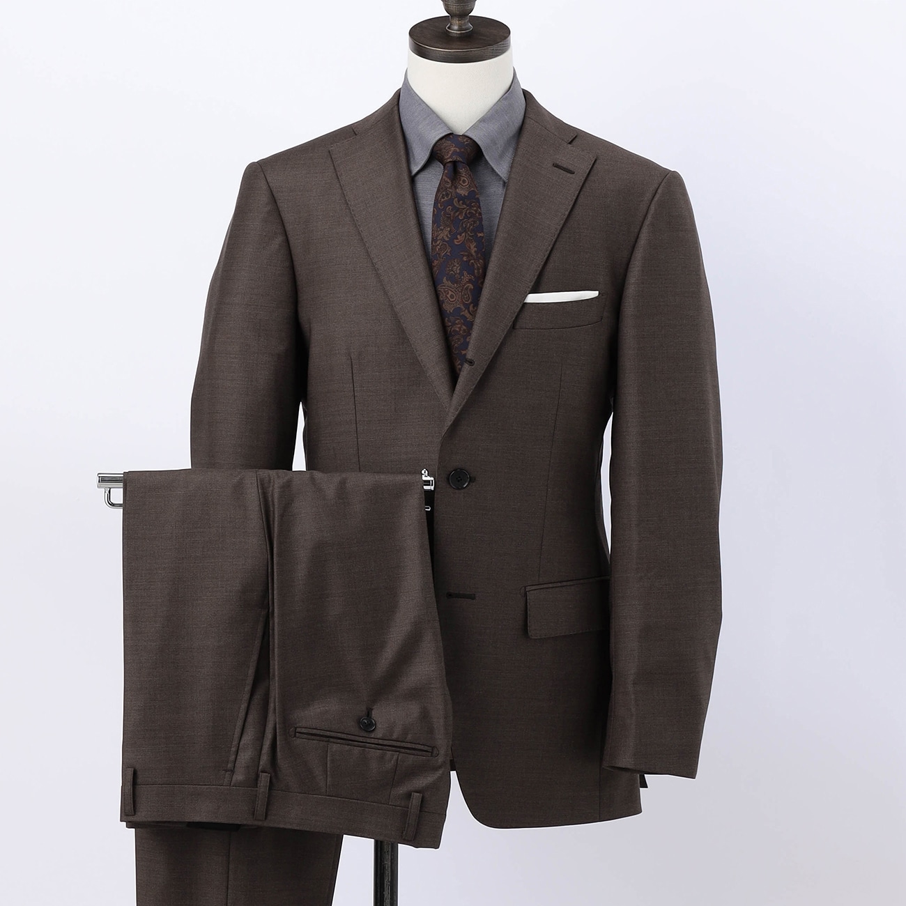 金のスーツ REDA 段返り3つボタン 茶フランネル無地 スリム JUNKO S