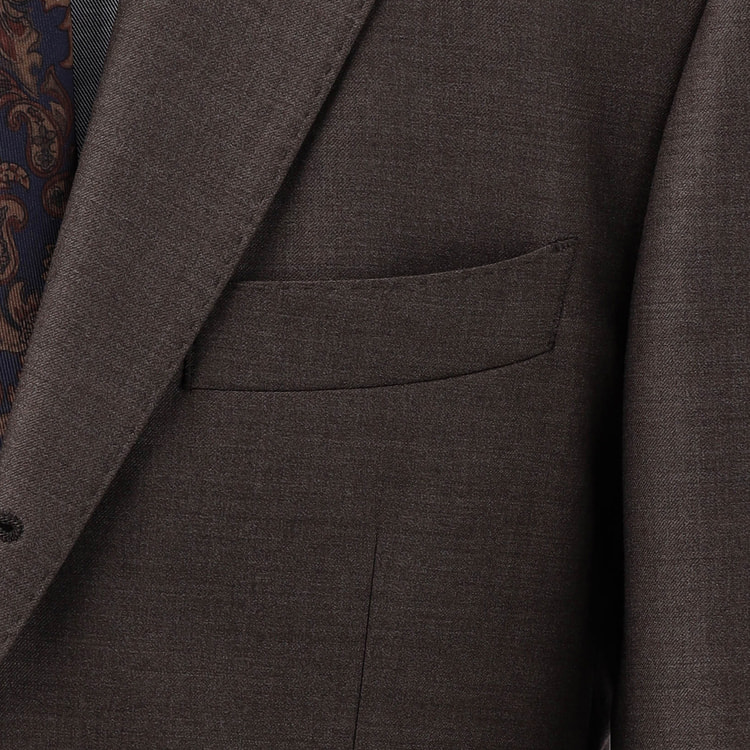 金のスーツ REDA 段返り3つボタン 茶フランネル無地 スリム JUNKO S