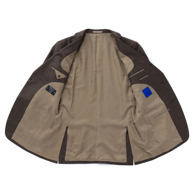 金のスーツ REDA 段返り3つボタン 茶フランネル無地 スリム JUNKO S