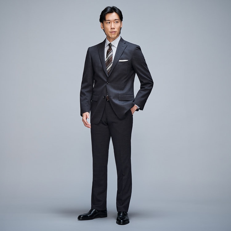 上質ストレッチスーツ 段返り3つボタン グレー JUNKO SHIMADA JS