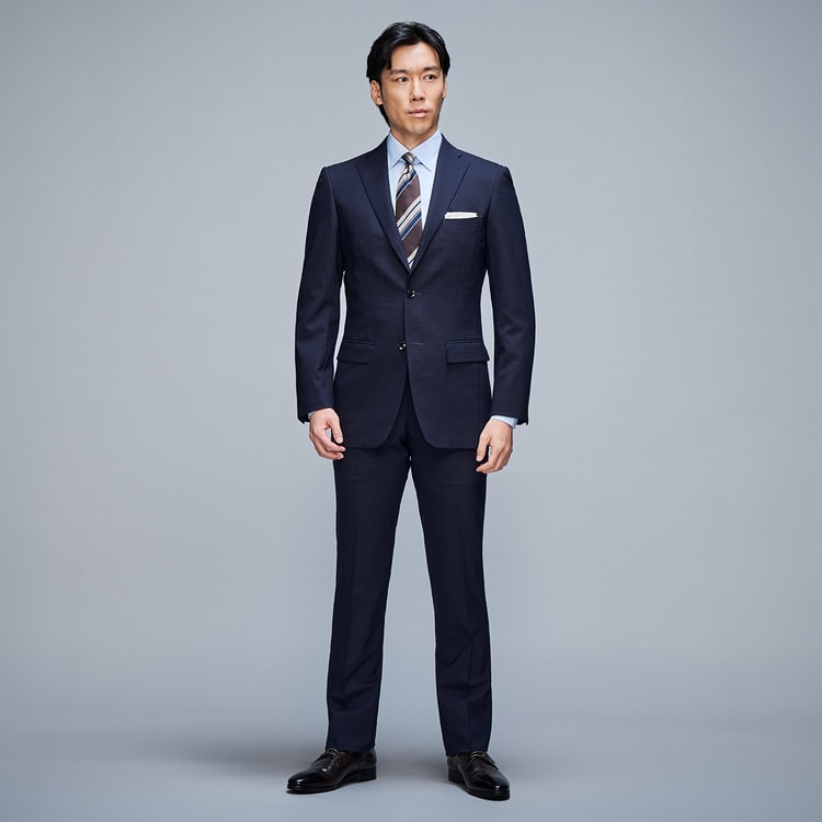 極美品☆ジュンコシマダ 高級スーツ セットアップ AB5 段返り 紺色 チェック 極美品☆ジュンコシマダ 高級スーツ セットアップ AB5 段返り 紺色