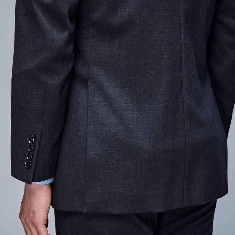 上質ストレッチスーツ 段返り3つボタン スリーピース 紺無地 JUNKO SHI