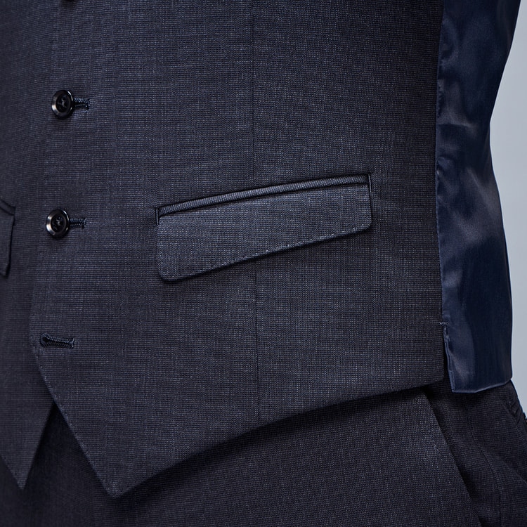 上質ストレッチスーツ 段返り3つボタン スリーピース 紺無地 JUNKO SHI