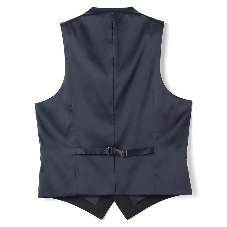 上質ストレッチスーツ 段返り3つボタン スリーピース 紺無地 JUNKO SHI