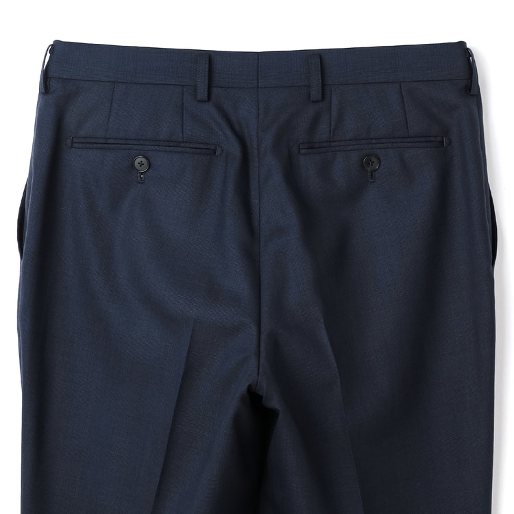 金のスーツ 段返り3つボタン 紺グレンチェック スリム JUNKO SHIMAD