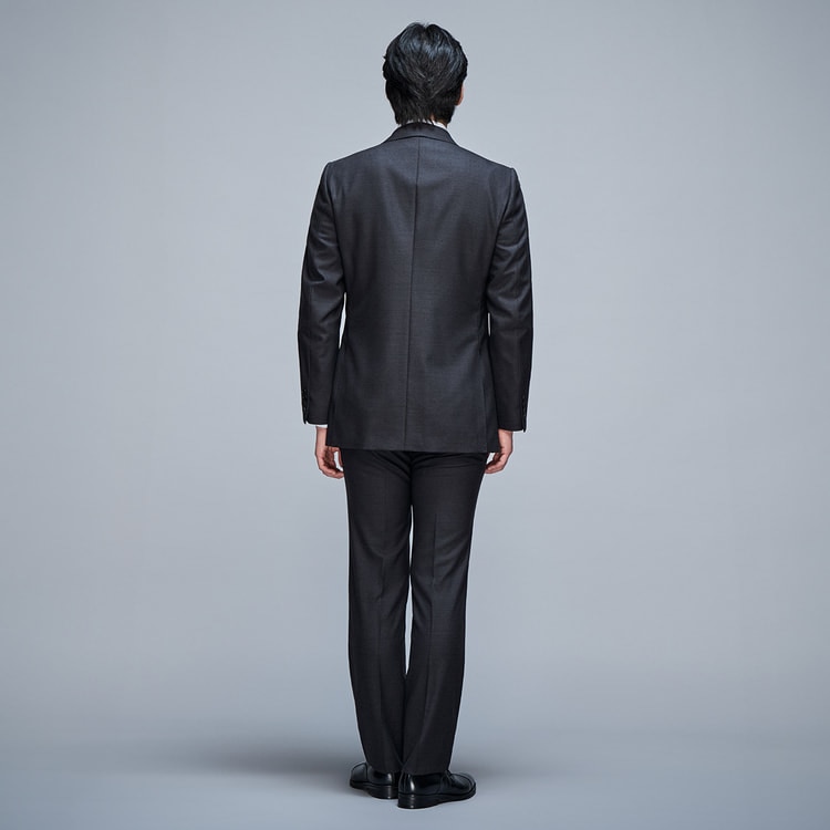 hanai チャコールグレーS コンフォートスーツ 段返り3つボタン スリーピース ライトグレー