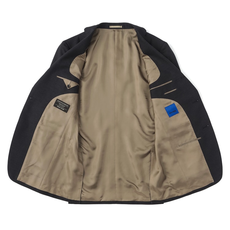 金のスーツ 段返り3つボタン チャコールグレー織柄無地 スリム JUNKO