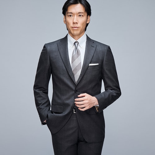 【希少BB7】ジャーナルワークス アオキ　スーツ 黒 大きいサイズ はっ水 スタンドカラーコート 黒織柄 JOURNAL WORKS スリム