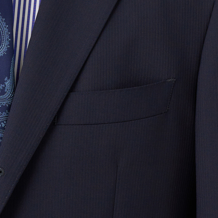 タスマニアブレンド 2パンツスーツ 段返り3つボタン 紺シャドー スリム