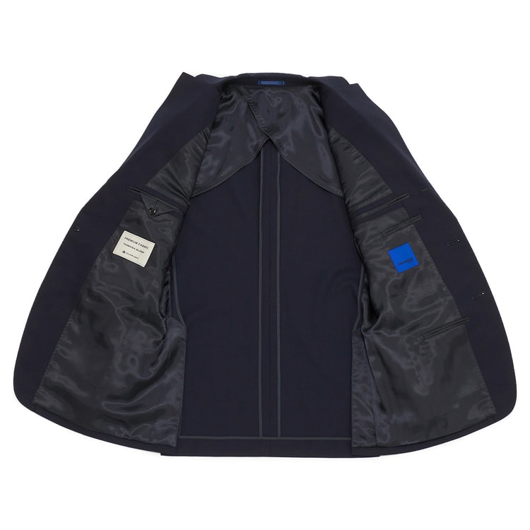 【新品定価4.2万】ESTNATION COOL DOTS 2B 濃紺 XL タスマニアブレンド 2パンツスーツ 段返り3つボタン 紺シャドー スリム