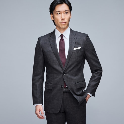 MAJI メンズスーツ ストレッチ 紺ウィンドウペンスーツ MAJI スリム 別売ベストあり