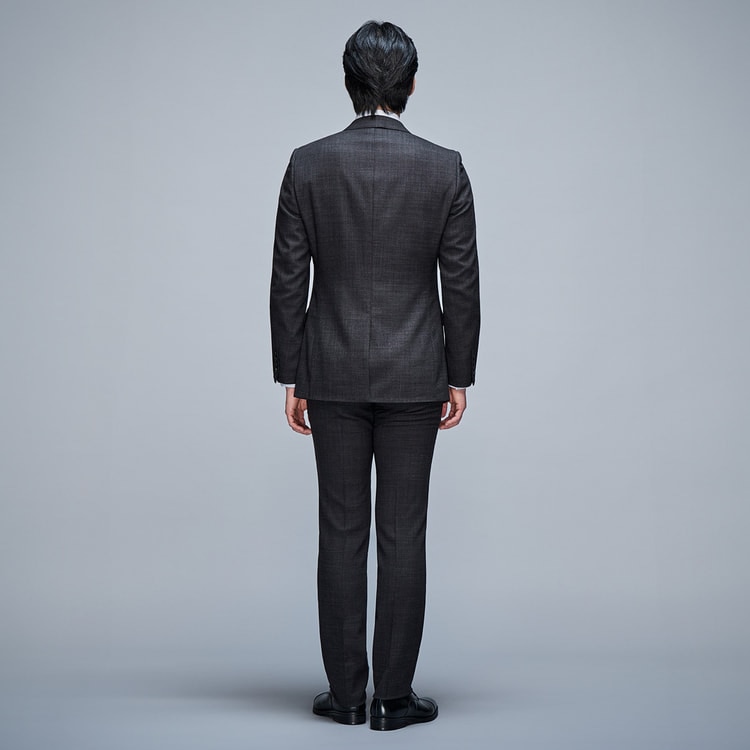 上質ストレッチスーツ グレー織柄無地 MAJI スリム 別売ベストあり