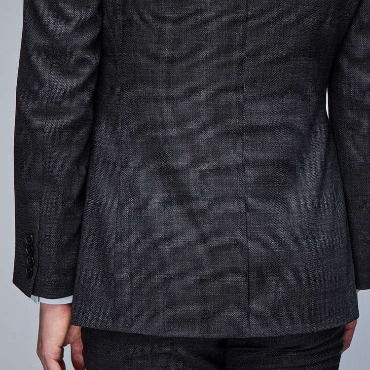 上質ストレッチスーツ グレー織柄無地 MAJI スリム 別売ベストあり