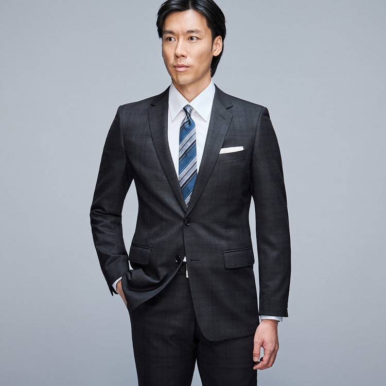 （スリーピース）MAJI ネイビー ビジネススーツ シングルボタン スリーピース シングルブレスト ビジネススーツ 3カラー LB0427