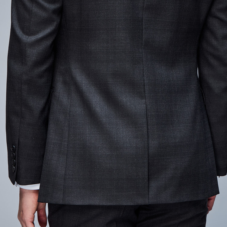 上質スリムストレッチスーツ チャコールグレーチェック MAJI スリム