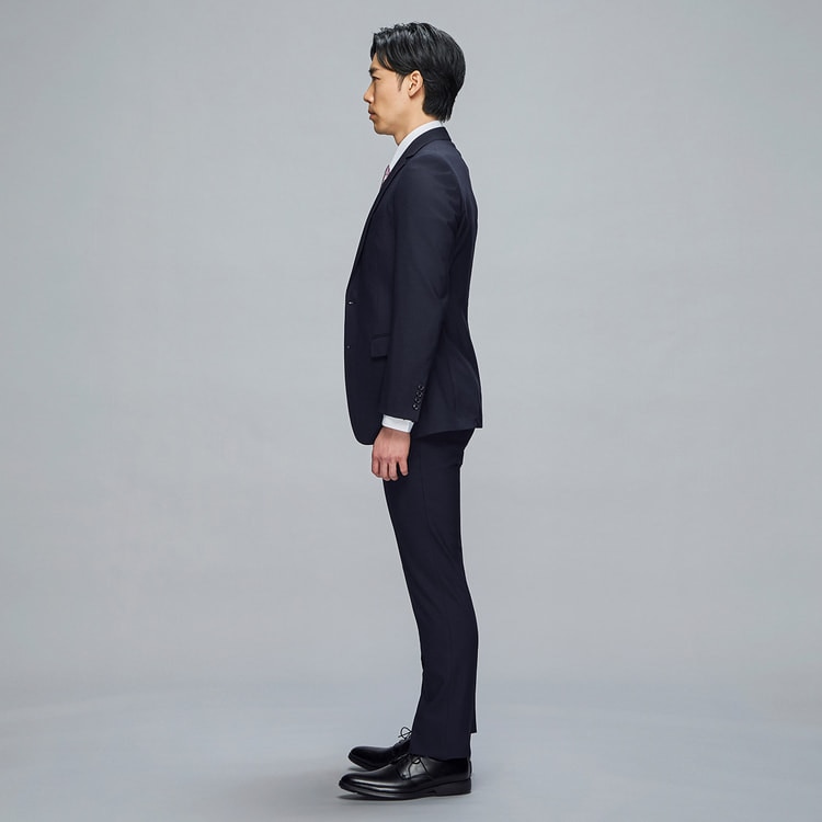 ビジネスから就活まで】紺無地 上質ストレッチ 2パンツスーツ MAJI