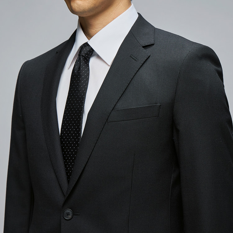 美品★アオキ MAJI 上質 ストレッチスーツ ブラック シャドーストライプ 上質スリムストレッチスーツ 黒シャドー MAJI スリム 別売ベストあり
