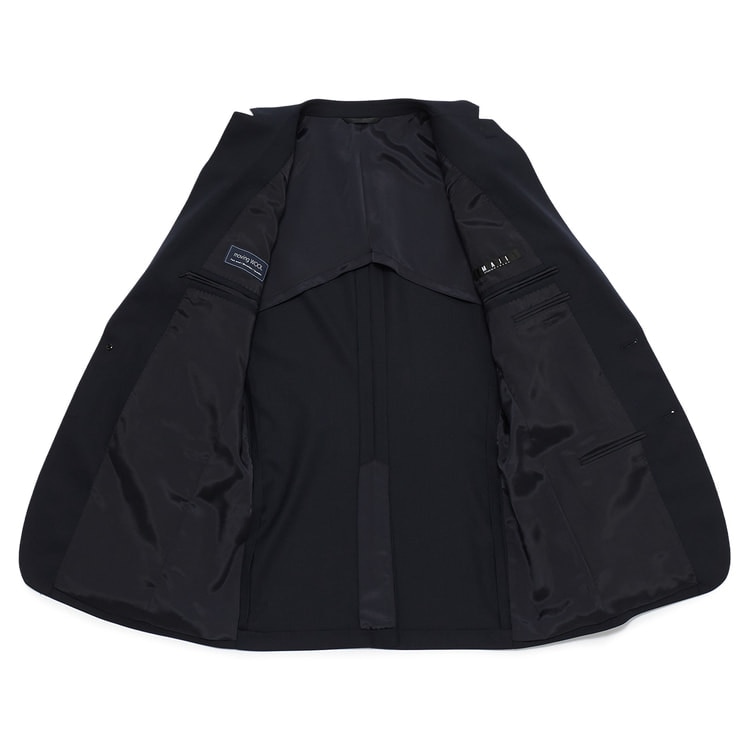 美品★アオキ MAJI 上質 ストレッチスーツ ブラック シャドーストライプ 上質スリムストレッチスーツ 黒シャドー MAJI スリム 別売ベストあり