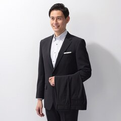 リサイクル素材使用 洗える ストレッチ 2パンツスーツ 紺